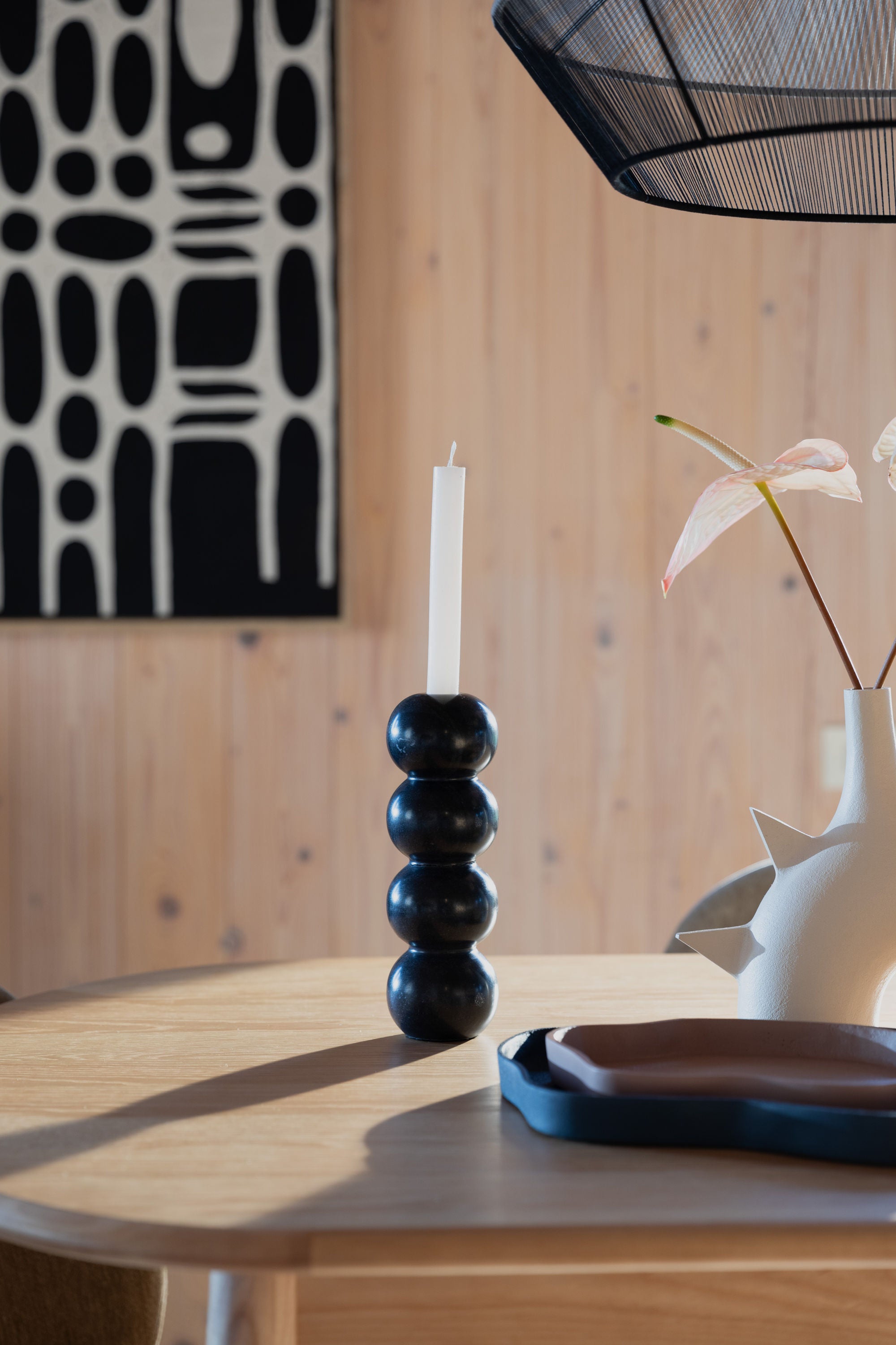 Zuiver Rome Black Marble Stacked Balls Candle Holder